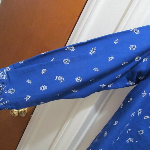 NWOT Quacker Factory Blue Bandanna Bandana Print Hand Beaded Jacket Size Large - Picture 10 of 16